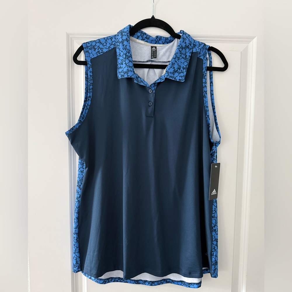 Adidas Women's Navy and Floral Tank Top